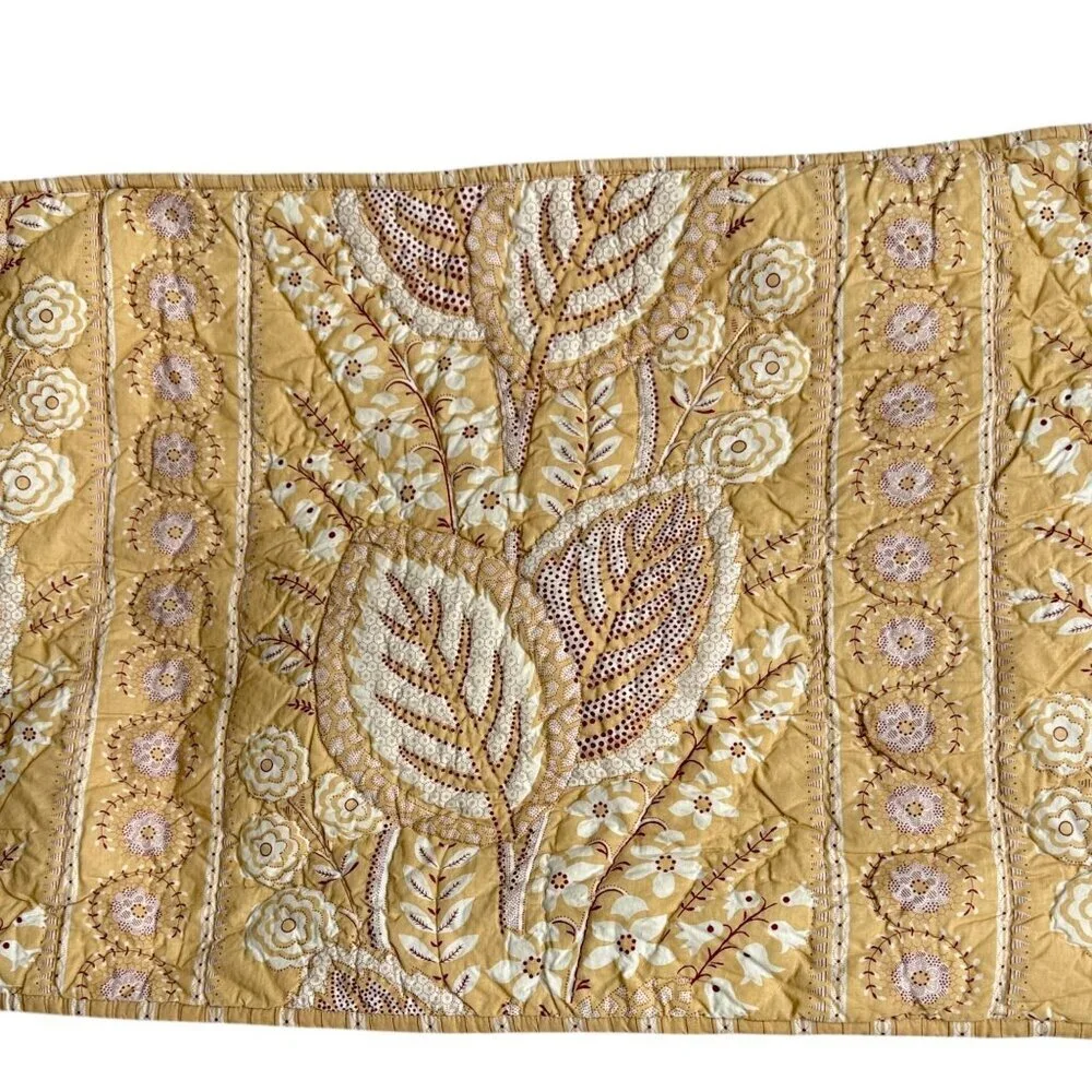 Restoration Hardware Quilted Pillow Sham Yellow Paisley Standard Pillowcase RefA
